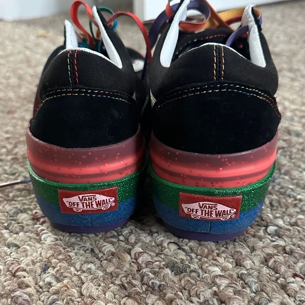 Vans Black Sneakers with Rainbow Soles - Picture 5 of 8